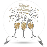 Aperturee - Golden Champagne Simple Round Birthday Backdrop